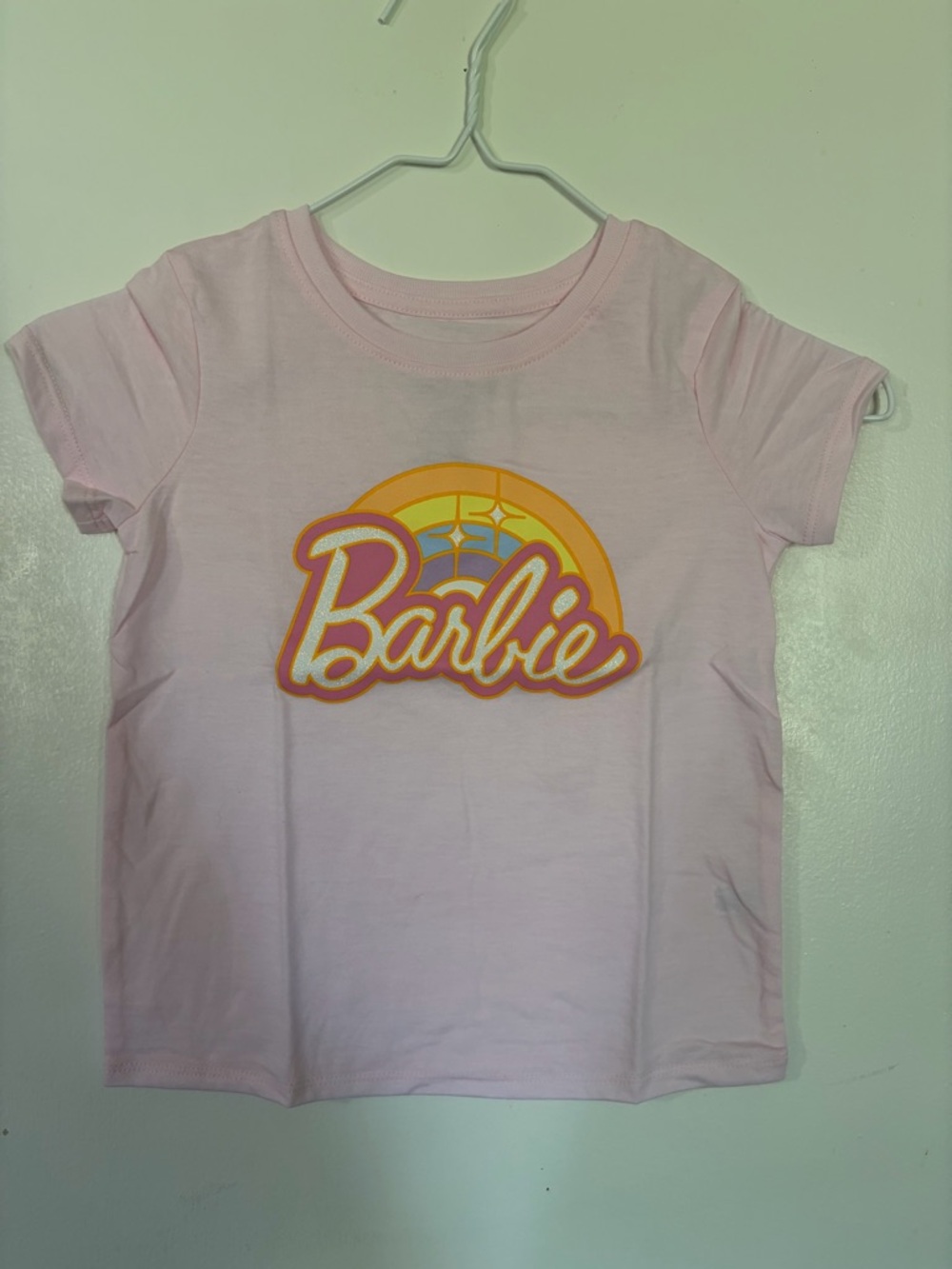 Girls 5T Barbie Pink Logo Graphic Tee Tote1